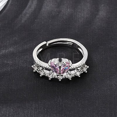 Brass Micro Pave Cubic Zirconia Cuff Open Rings CU-CBA5C10-07P-1