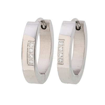 304 Stainless Steel Clear Cubic Zirconia Hoop Earrings EJEW-L307-12P-01-1