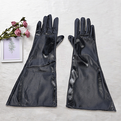 1 Pair PU Leather Long Whole Finger Gloves AJEW-CL0005-12B-1