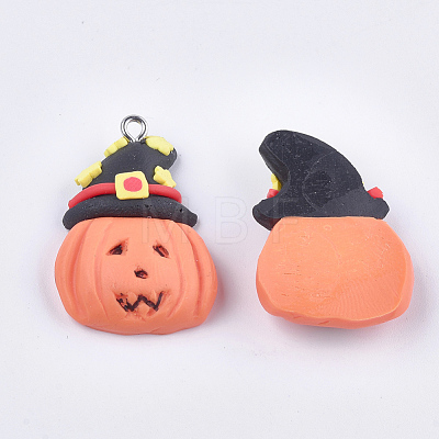 Halloween Theme Handmade Polymer Clay Pendants CLAY-S091-86-1