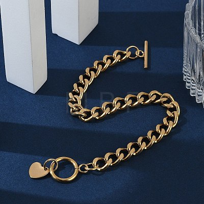Ion Plating(IP) 304 Stainless Steel Curb Chain Bracelets BJEW-P237-04G-1