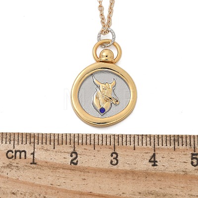 Brass Twelve Constellations Tarot Pendant Necklaces NJEW-Q006-01D-G-1