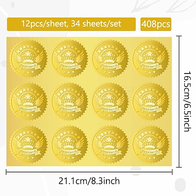 34 Sheets Self Adhesive Gold Foil Embossed Stickers DIY-WH0509-083-1