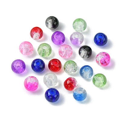 12 Colors Transparent Baking Painted Crackle Glass Beads CCG-FS0001-02A-1