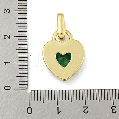 Rack Plating Heart Brass & Cubic Zirconia & Enamel Pendants KK-Z053-28G-1