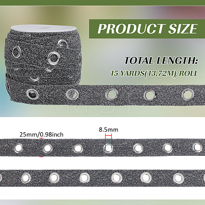 15 Yards Glitter Polyester Ribbon with Stainless Steel Eyelets OCOR-BC0009-66A-1