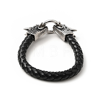 Leather Braided Round Cord Bracelet BJEW-E009-06AS-1