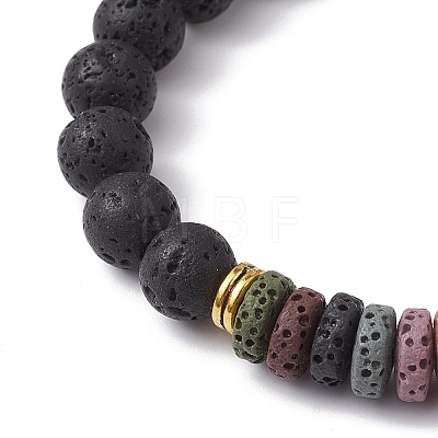 Dyed Colorful Natural Lava Rock Beaded Strtch Bracelets BJEW-JB10052-02-1