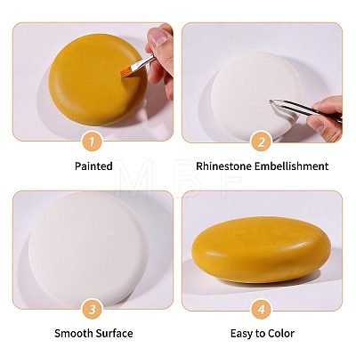 Flat Round White Cement Painting Rock DIY-WH0783-012-1
