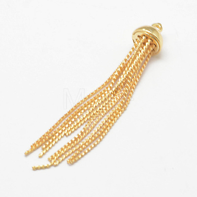 Brass Serpentine Chain Tassel Pendants X-KK-F718-09G-1