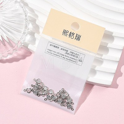 SHEGRACE Brass Pave Clear Cubic Zirconia Heart Connector Charms XGRQ2O907-448P-1