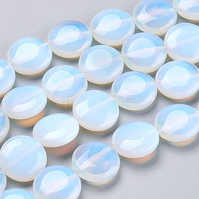 Flat Round Opalite Beads Strands X-G-S110-25-1