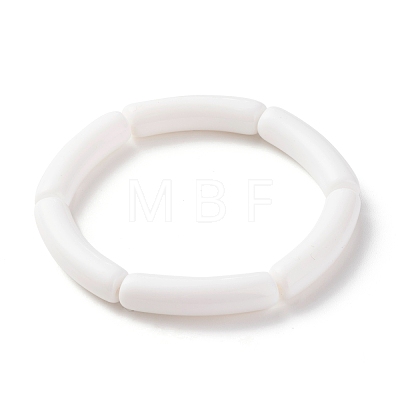 Opaque Chunky Acrylic Curved Tube Beads Stretch Bracelets Set for Women BJEW-JB07320-1