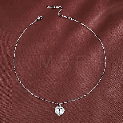 Valentine's Day Brass Pave Clear Cubic Zirconia Love Heart Pendant Necklaces for Women WG1BC9D-02-1
