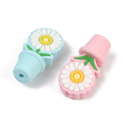 Flower Food Grade Silicone Focal Beads SIL-A011-03A-1
