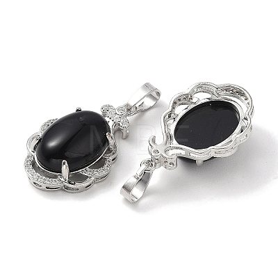 Natural Obsidian Oval Pendants G-NH0025-15P-09-1