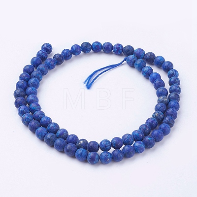 Dyed Natural Lapis Lazuli Round Beads Strands G-G735-06F-6mm-1