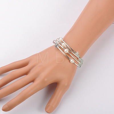 Gemstone Chip Warp Bracelets BJEW-JB01518-01-1