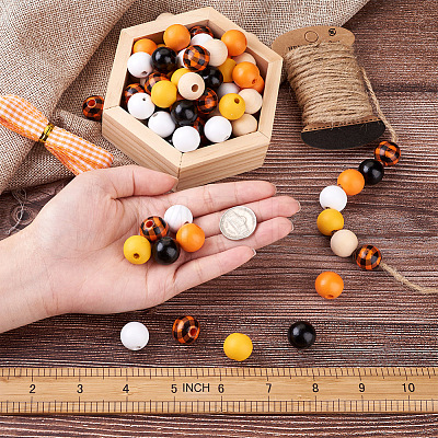 120Pcs 6 Style Natural Wood Beads WOOD-YS0001-02-1