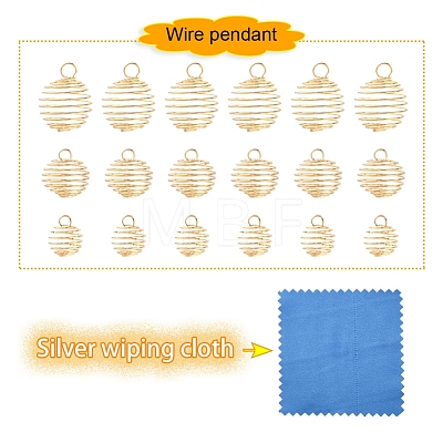 30Pcs 3 Style Iron Wire Spiral Bead Cage Pendants IFIN-YW0001-23KC-1