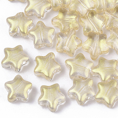 Transparent Spray Painted Glass Beads X1-GLAA-N035-01-D01-1