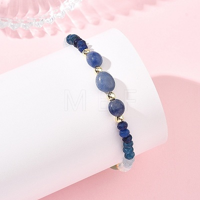 Dyed Natural Malaysia Jade & Dyed & Heated Blue Aventurine & Amazonite Nuggets & Rondelle Beaded Bracelets for Women BJEW-JB14090-01-1