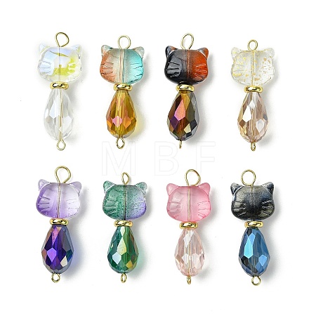 Cat Shapes Glass Links Connector Charms PALLOY-JF03240-1
