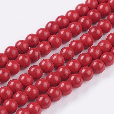 Synthetic Turquoise Beads Strands TURQ-G106-6mm-02H-1