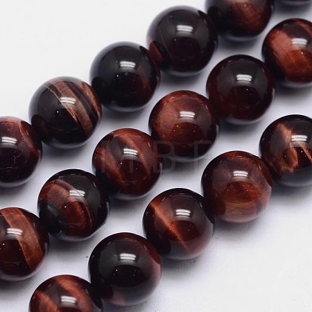 Natural Tiger Eye Round Bead Strands G-L411-06-10mm-1