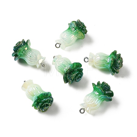 AB Color Plated Opaque Resin Pendants RESI-G129-01-1