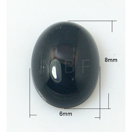 Natural Dyed & Heated Black Agate Cabochons X-G-BA8x6x3-1