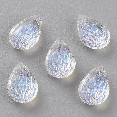 Embossed Glass Rhinestone Pendants GLAA-J101-05A-001SI-1