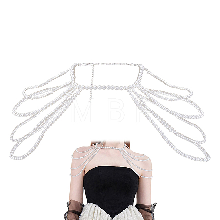 Imitation Pearl Round Beaded Shoulder Body Chains for Women AJEW-WH0816-462P-1