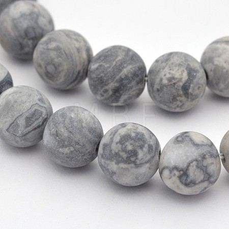 Natural Map Stone/Polychrome Jasper/Picasso Stone/Picasso Jasper Beads Strands G-D657-8mm-1