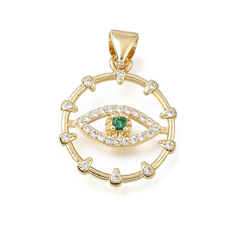 Brass Micro Pave Green Cubic Zirconia Pendants CU-E002-16G-1