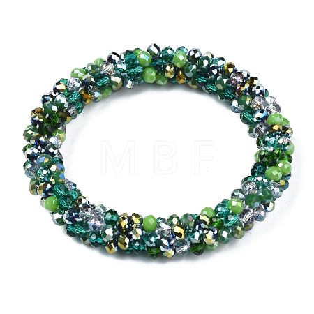 Glass Beaded Crochet Stretch Bracelet BJEW-T016-09D-1