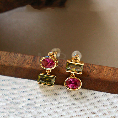 Brass Glass Stud Earrings WG20E7A-04-1