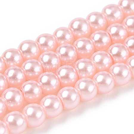 Baking Paint Pearlized Glass Pearl Round Bead Strands HY-Q330-8mm-05-1