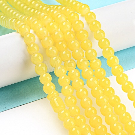 Baking Paint Imitation Jade Glass Round Bead Strands DGLA-Q021-6mm-24-1