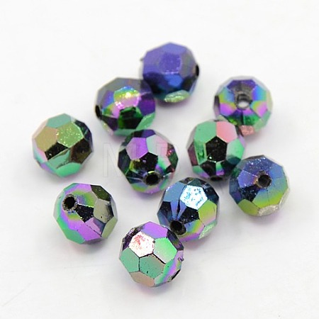Plating Plastic Acrylic Faceted Round Beads PACR-L002-6mm-M-1
