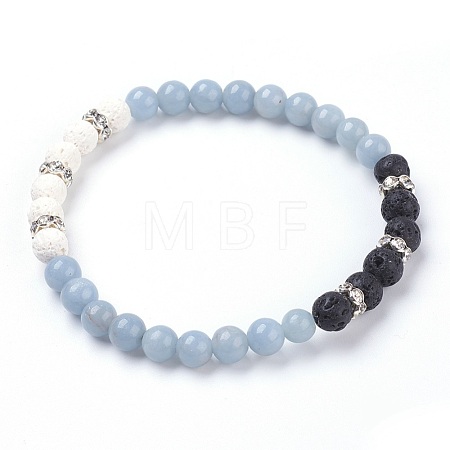 Natural Angelite Stretch Bracelets BJEW-JB03739-05-1