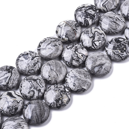 Natural Map Stone/Picasso Stone/Picasso Jasper Beads Strands G-N326-27-1