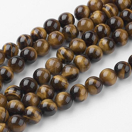 Natural Yellow Tiger Eye Bead Strands G-G735-71-8mm-A-1