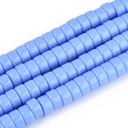Opaque Solid Color Glass Beads Strands GLAA-N026-3x6mm-08-1