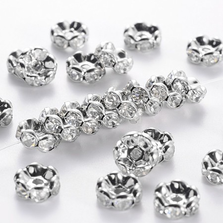 Brass Rhinestone Spacer Beads RB-A014-L8mm-01P-NF-1