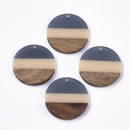 Two Tone Transparent Resin & Walnut Wood Pendants RESI-S358-78-A01-1