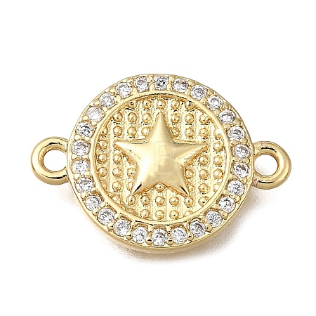 Religion Brass Micro Pave Clear Cubic Zirconia Connector Charms KK-G602-07G-04-1