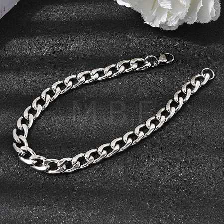 201 Stainless Steel Curb Chain Bracelets for Men STAS-T077-22B-01P-1