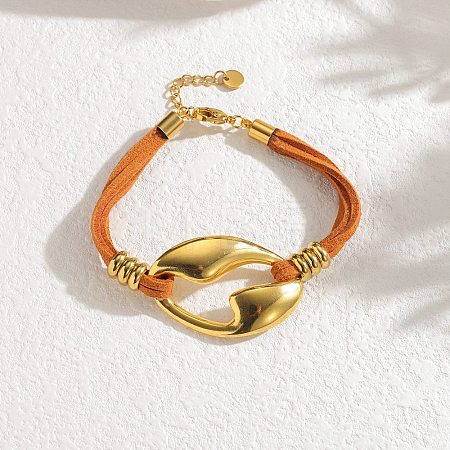 Velvet Cord & 304 Stainless Steel Charms Bracelets BJEW-H638-04G-1