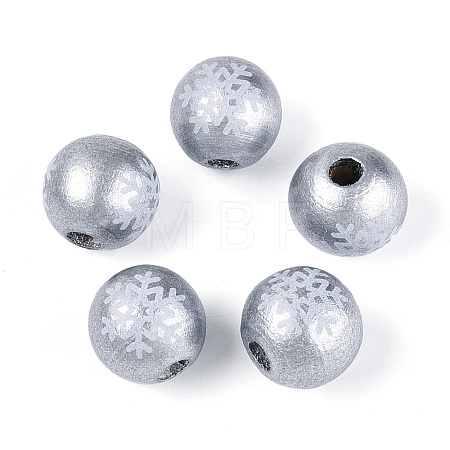 Christmas Spray Painted Schima Wood Beads WOOD-T032-35A-1